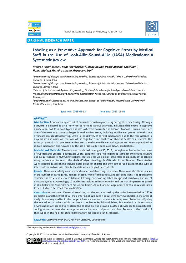(PDF) Labeling as a Preventive Approach for Cognitive Errors by Medical