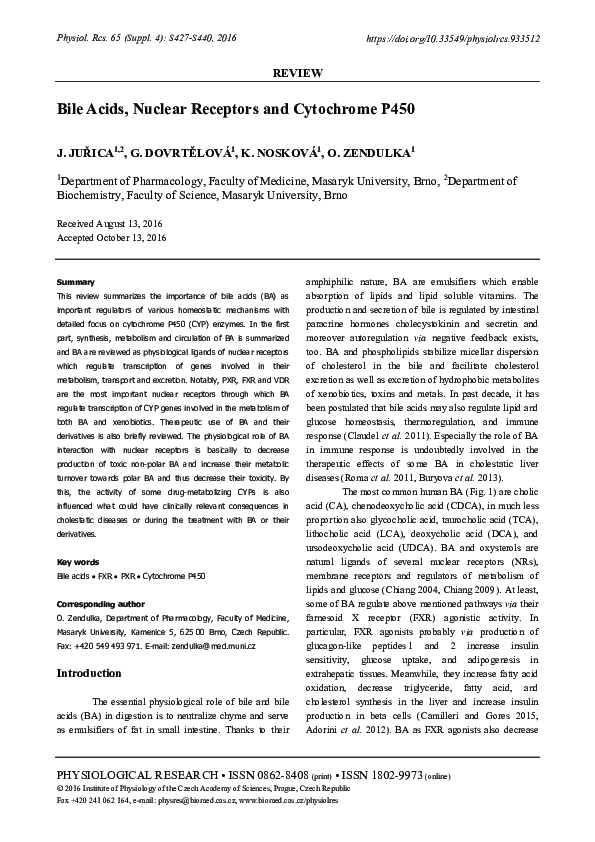 (PDF) Bile Acids, Nuclear Receptors and Cytochrome P450
