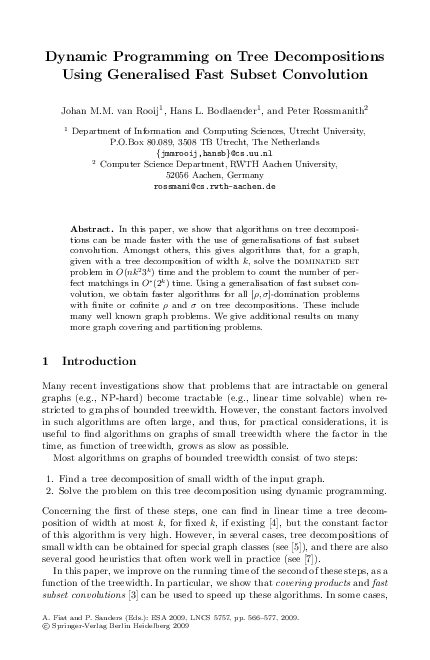 (PDF) Dynamic Programming on Tree Decompositions Using Generalised Fast ...