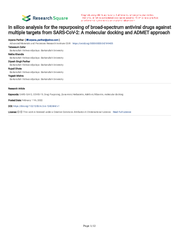 (PDF) In silico analysis for the repurposing of broad-spectrum ...
