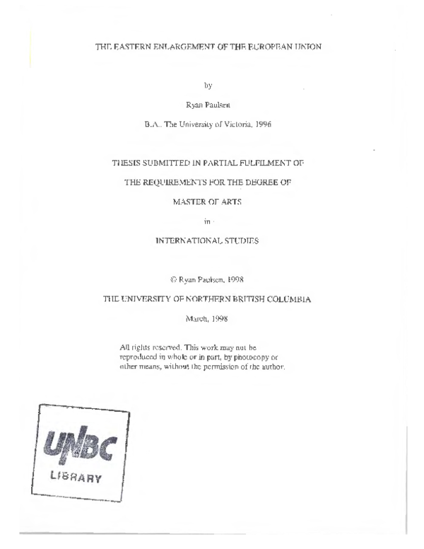 (PDF) The Eastern enlargement of the European Union