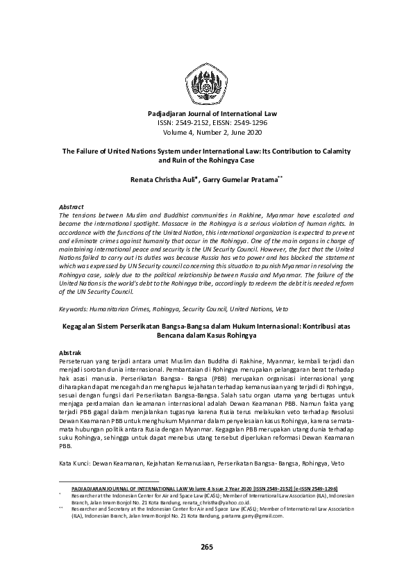 (PDF) The Failure of United Nations System Under International Law: Its ...