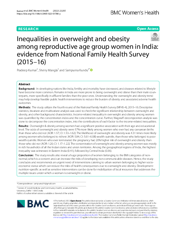 (PDF) Inequalities in overweight and obesity among reproductive age ...