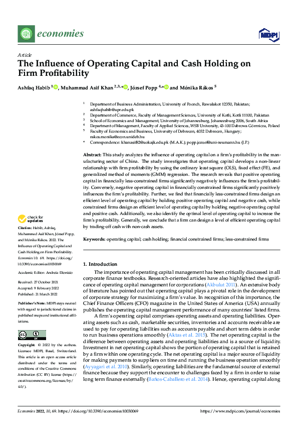 (PDF) The Influence of Operating Capital and Cash Holding on Firm ...