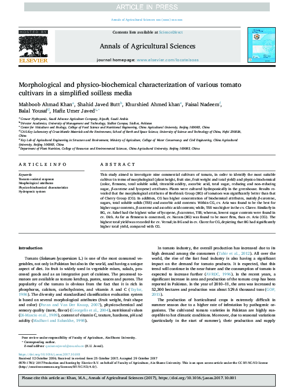 (PDF) Morphological and physico-biochemical characterization of various ...