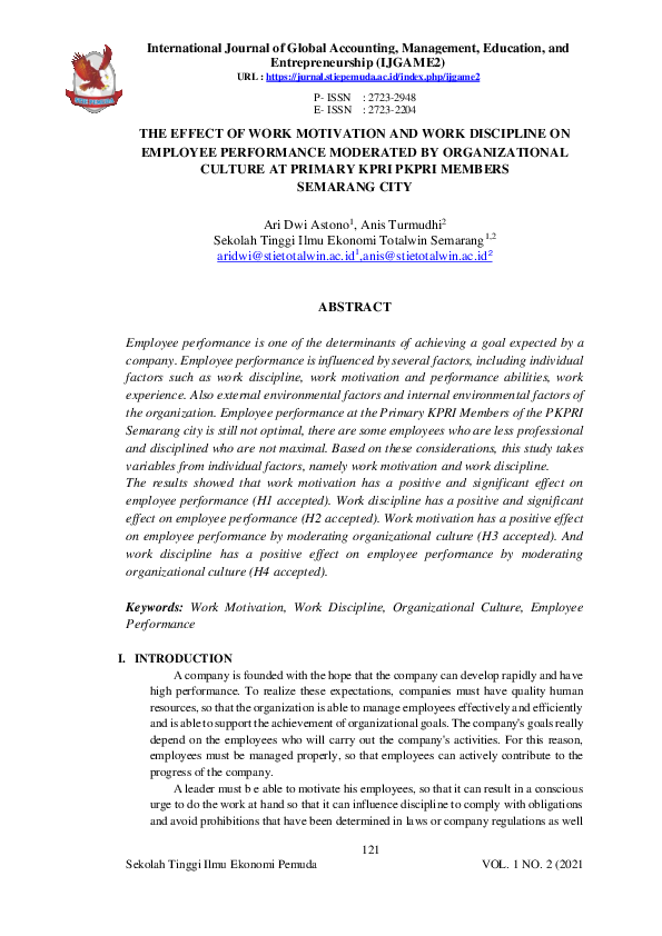 (PDF) The Effect of Work Motivation and Work Discipline on Employee ...
