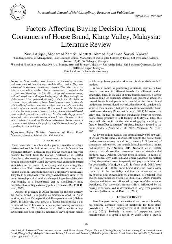 (PDF) Factors Affecting Buying Decision Among Consumers of House Brand ...
