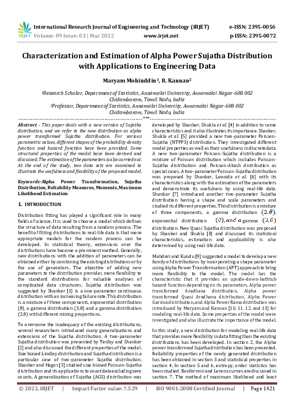 (PDF) Characterization and Estimation of Alpha Power Sujatha ...