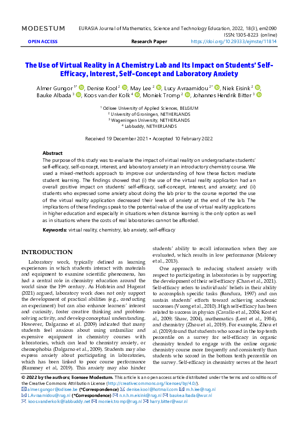 (PDF) The Use of Virtual Reality in A Chemistry Lab and Its Impact on ...