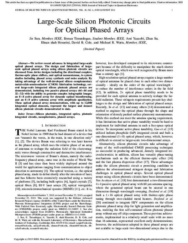 (PDF) Large-Scale Silicon Photonic Circuits for Optical Phased Arrays