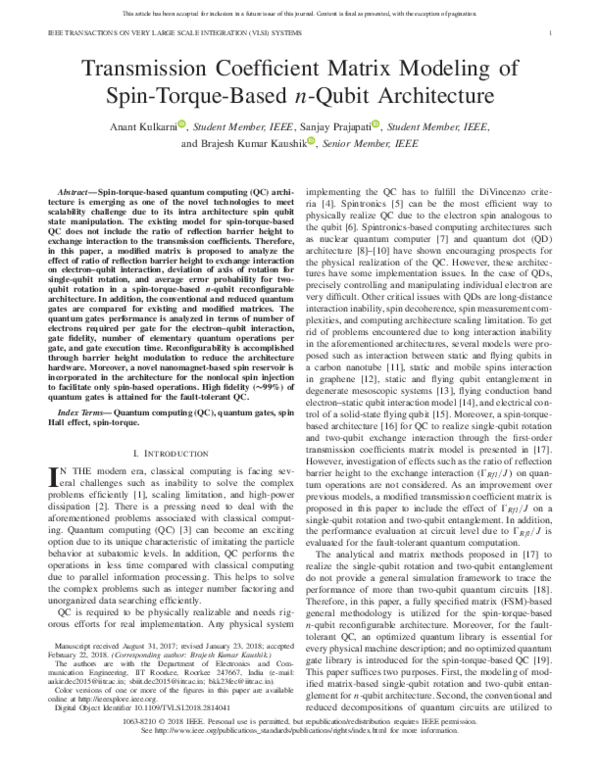(PDF) Transmission Coefficient Matrix Modeling of Spin-Torque-Based $n ...