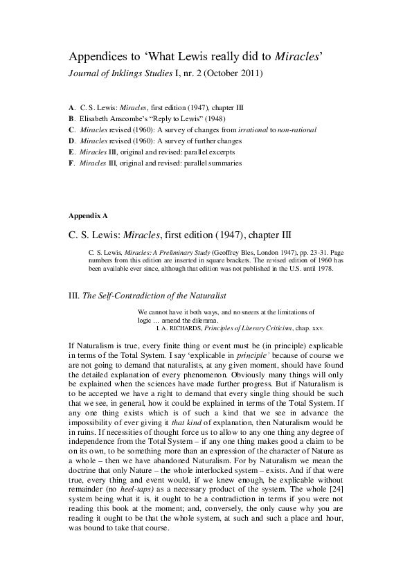 (PDF) What Lewis really did to Miracles A philosophical layman’s ...
