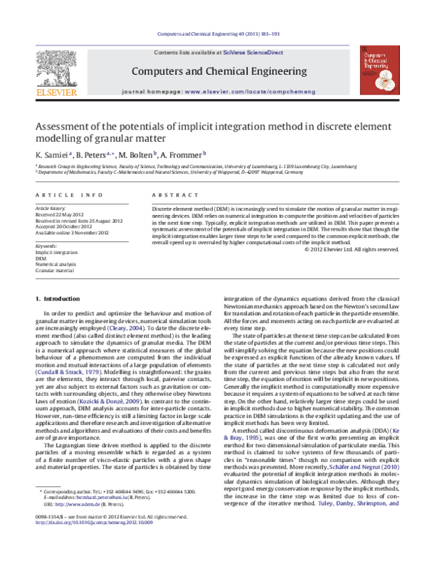(PDF) Assessment of the potentials of implicit integration method in ...