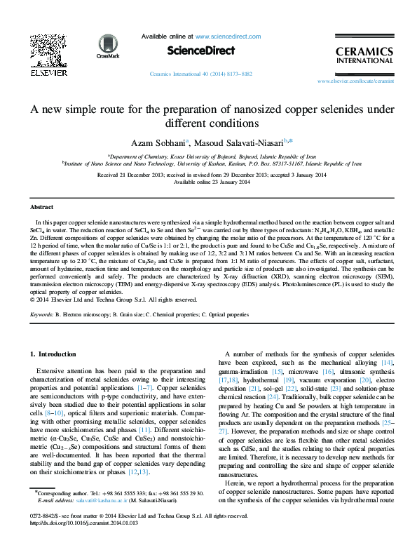 (PDF) A new simple route for the preparation of nanosized copper ...