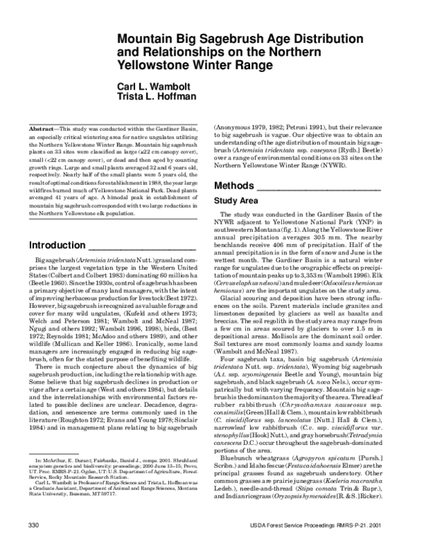 (PDF) Mountain big sagebrush age distribution and relationships on the ...