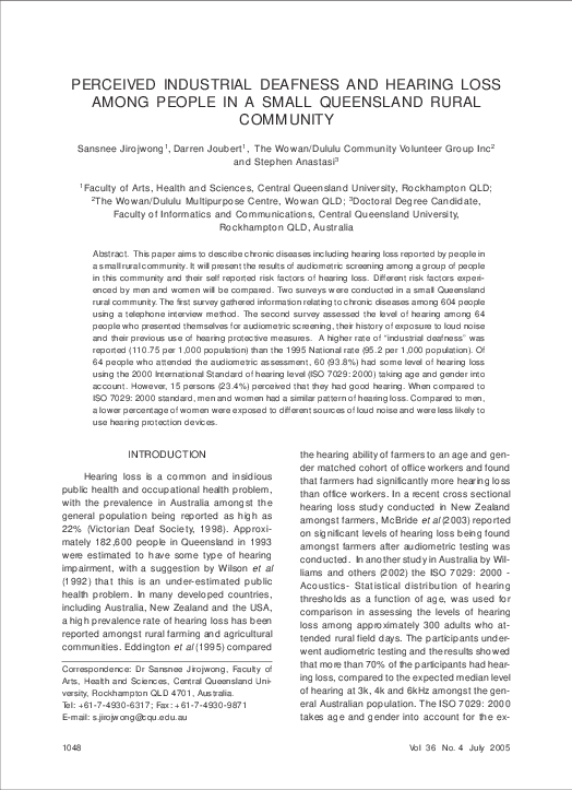 (PDF) Perceived industrial deafness and hearing loss among people in a ...
