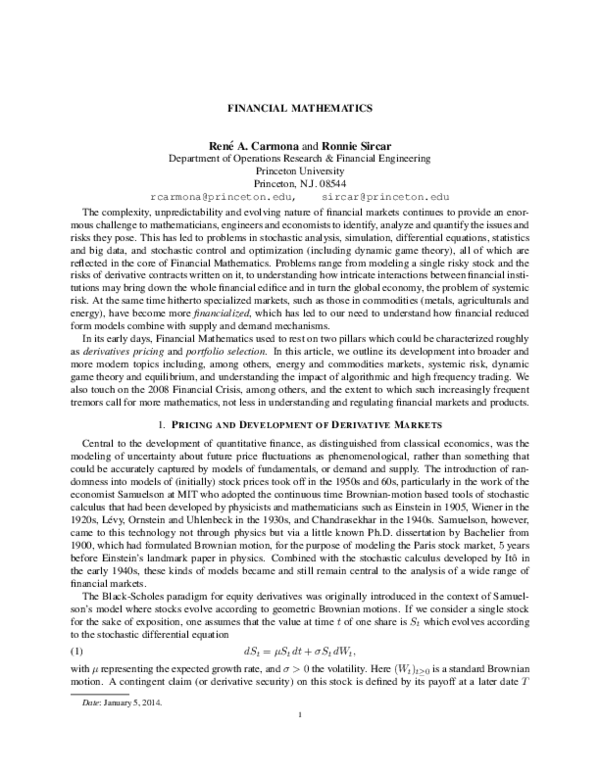 (PDF) Financial Mathematics