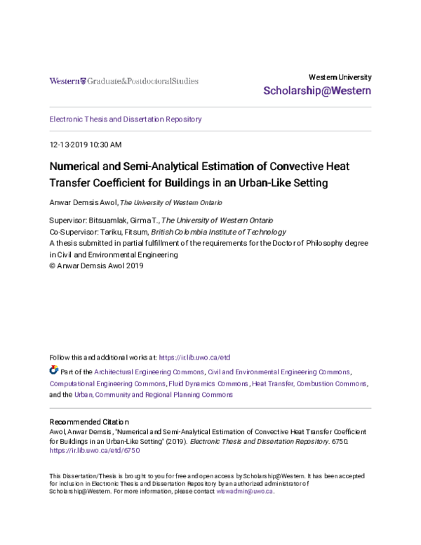 (PDF) Numerical and Semi-Analytical Estimation of Convective Heat ...