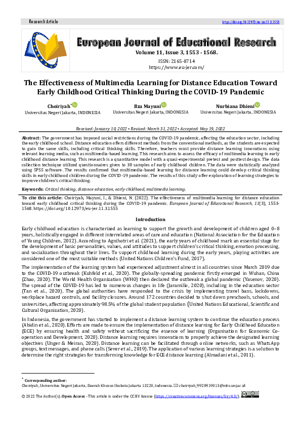 (PDF) The Effectiveness of Multimedia Learning for Distance Education ...