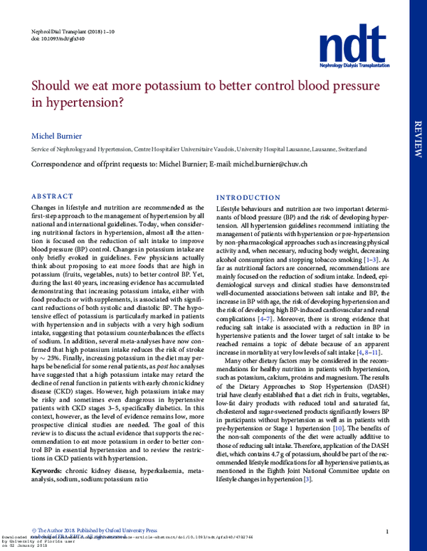 (PDF) Should we eat more potassium to better control blood pressure in ...