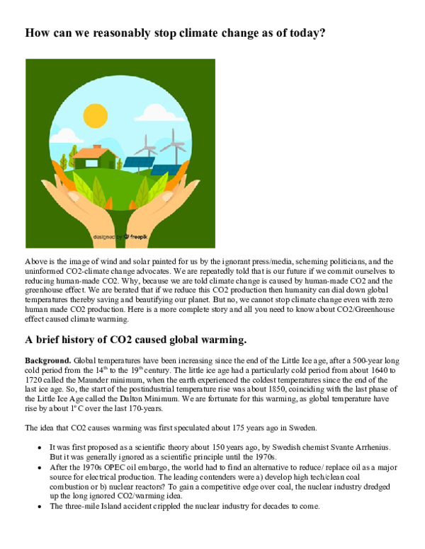 (DOC) How can we reasonably stop climate change as of today