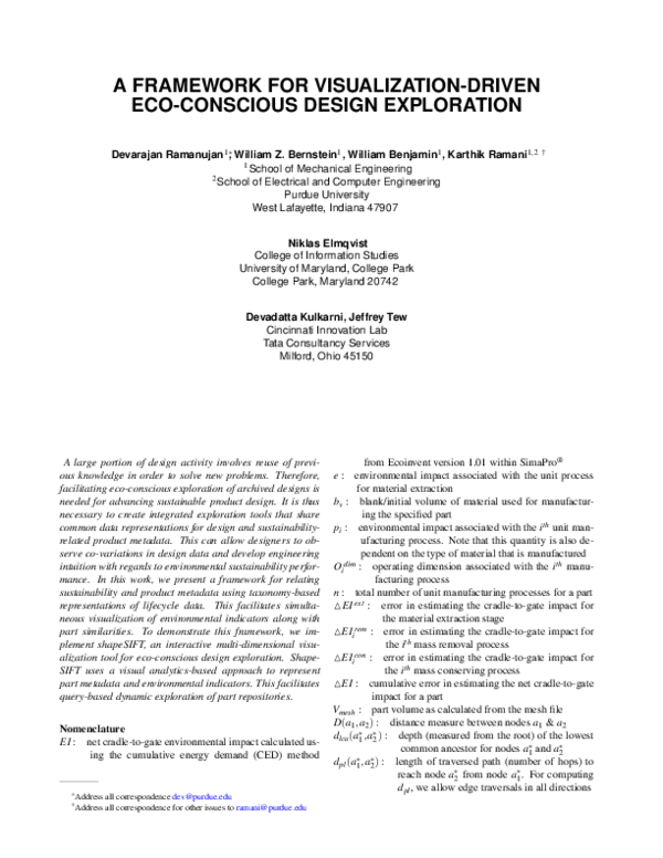 (PDF) A Framework for Visualization-Driven Eco-Conscious Design Exploration