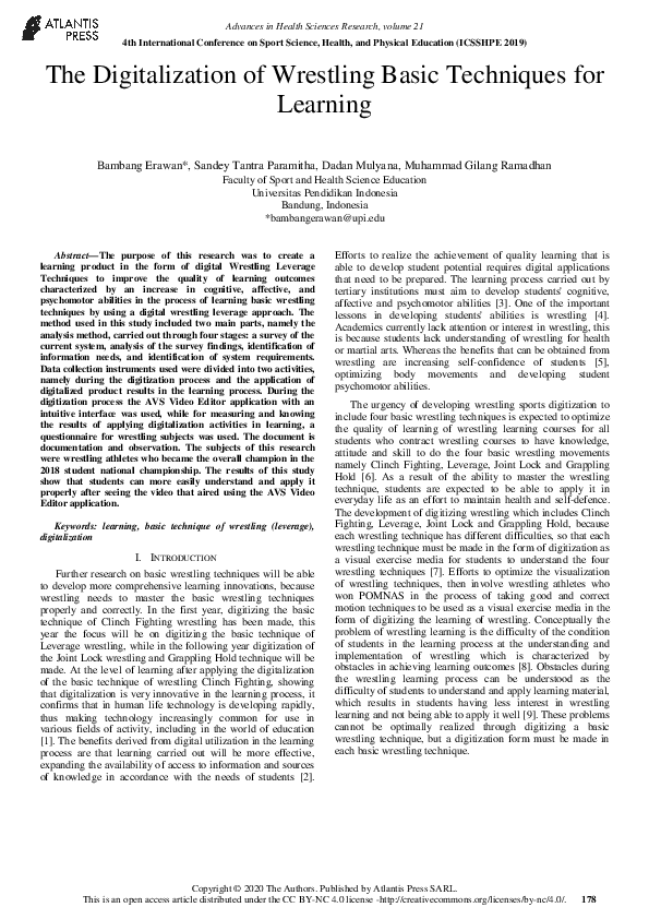 (PDF) The Digitalization of Wrestling Basic Techniques for Learning
