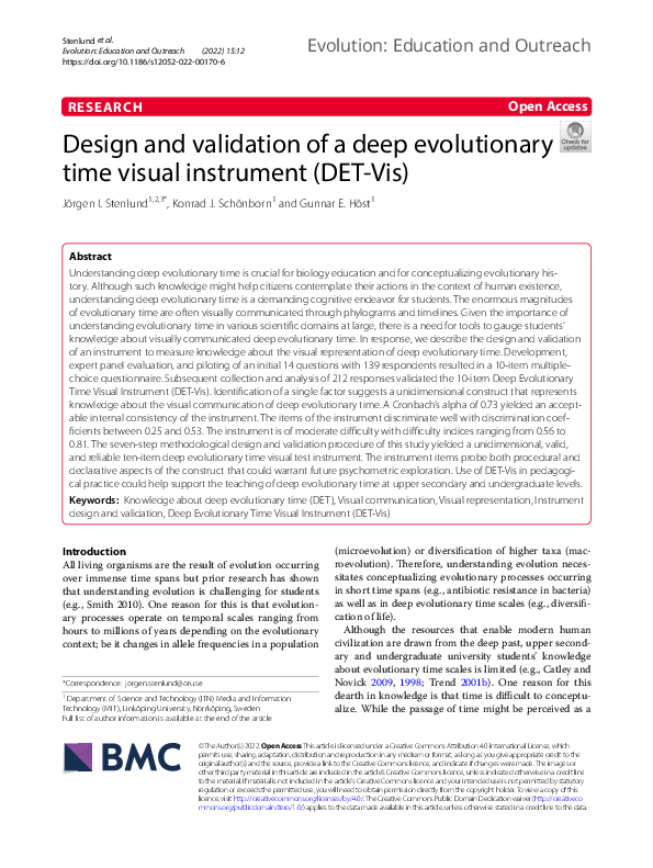 (PDF) Design and validation of a deep evolutionary time visual ...