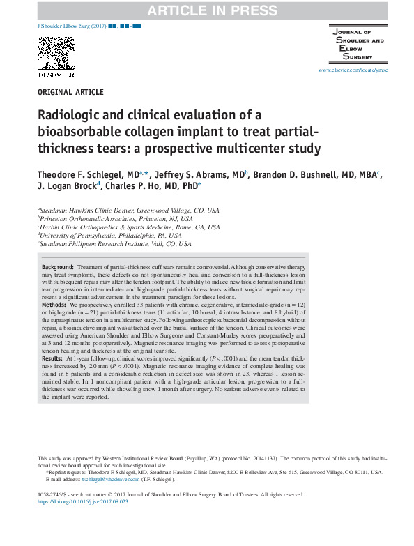 (PDF) Radiologic and clinical evaluation of a bioabsorbable collagen ...