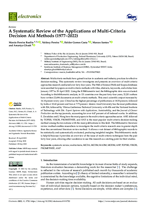 (PDF) A Systematic Review of the Applications of Multi-Criteria ...