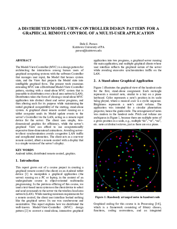 (PDF) A Distributed Model-View-Controller Design Pattern for a ...