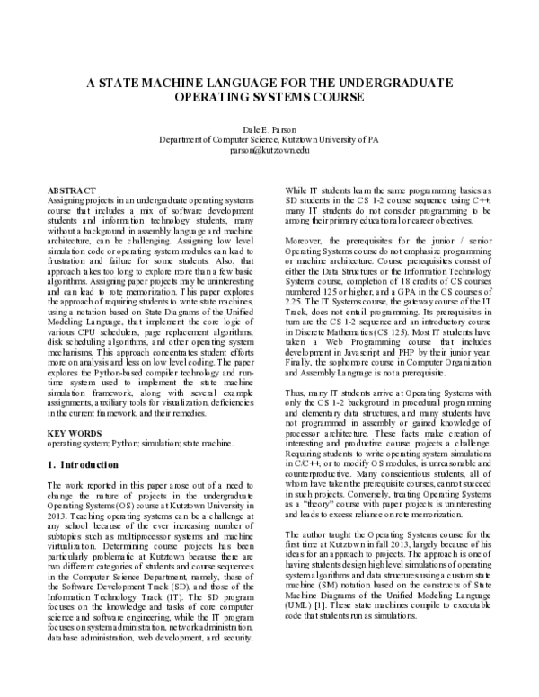 (PDF) A State Machine Language for the Undergraduate Operating Systems ...
