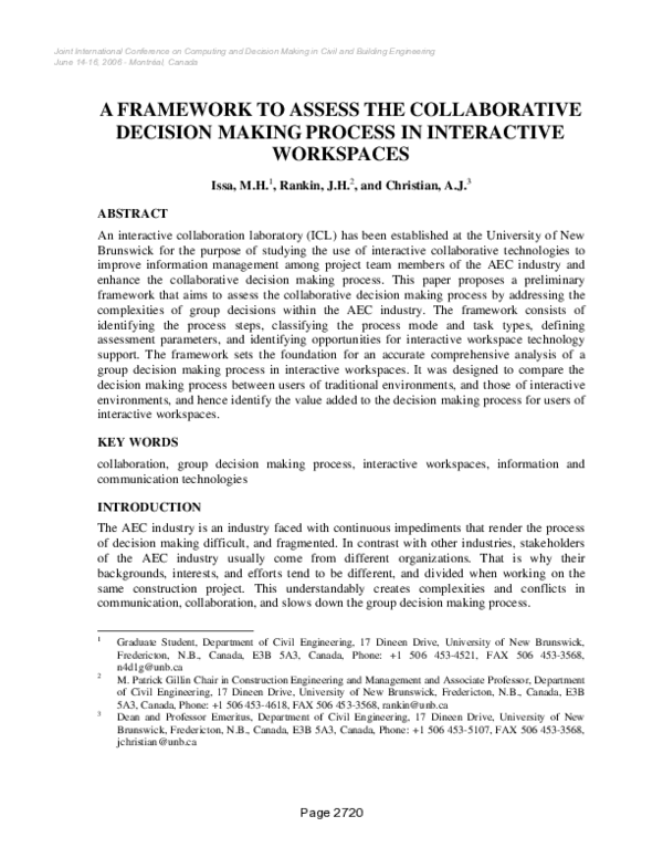 (PDF) A framework to assess the collaborative decision making process ...