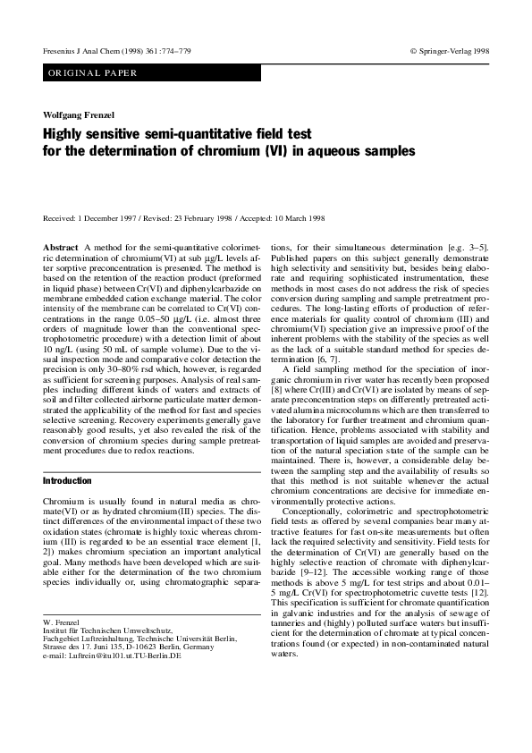 (PDF) Highly sensitive semi-quantitative field test for the ...