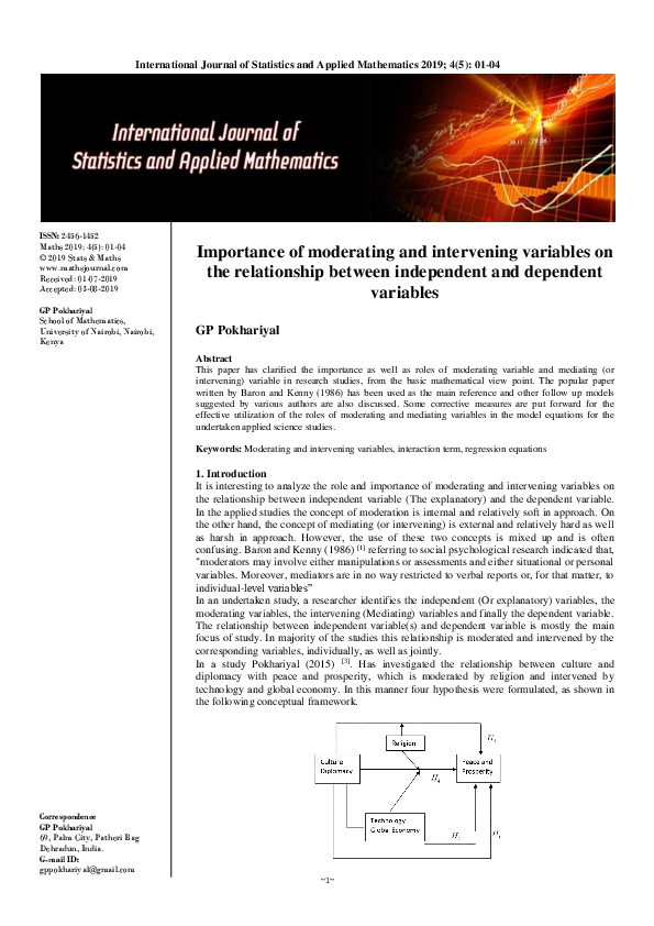 (PDF) Importance of moderating and intervening variables on the ...