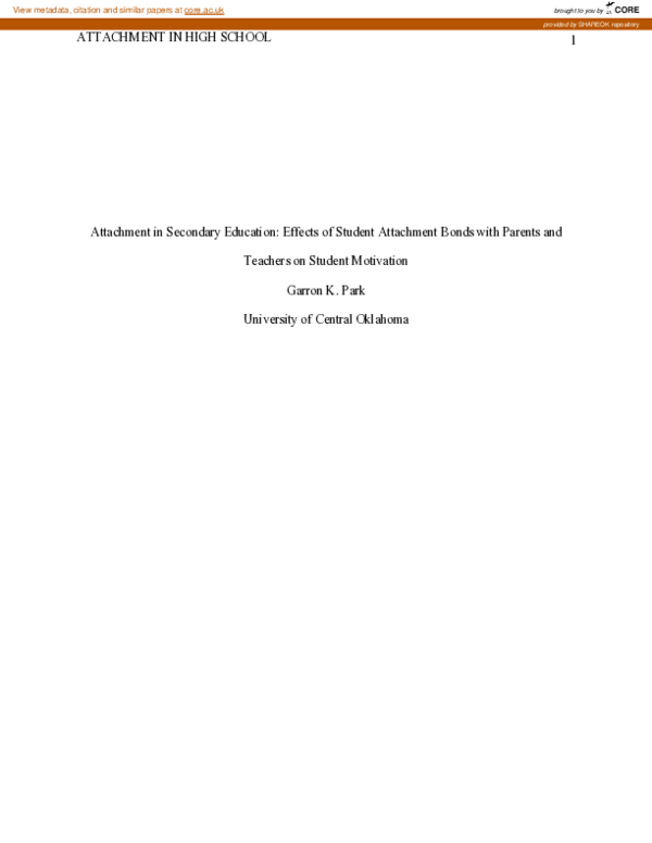 (PDF) Attachment in Secondary Education Effects of Student Attachment ...