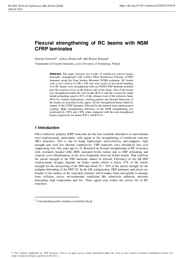 (PDF) Flexural strengthening of RC beams with NSM CFRP laminates