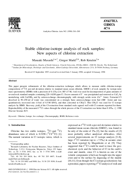 (PDF) Stable chlorineisotope analysis of rock samples New aspects of
