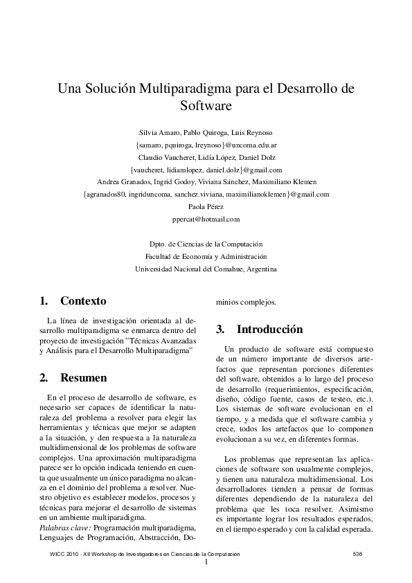 (PDF) Una solución multiparadigma para el desarrollo de software ...