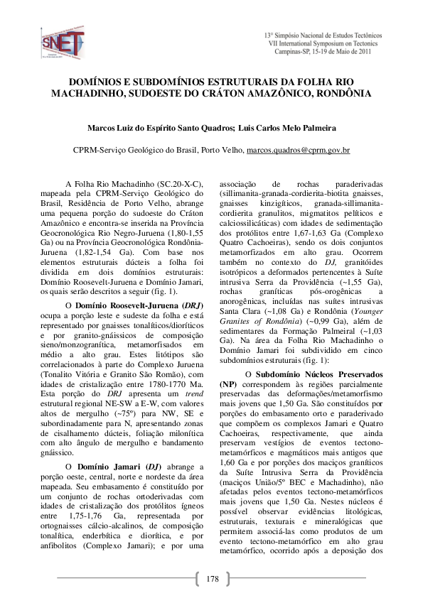 (PDF) Domínios e subdomínios estruturais da folha Rio Machadinho ...