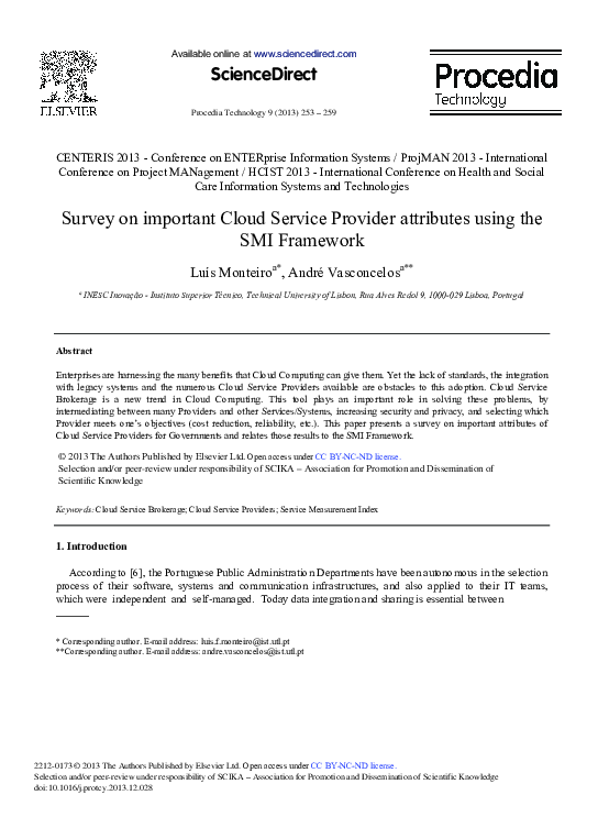 (PDF) Survey on Important Cloud Service Provider Attributes Using the ...