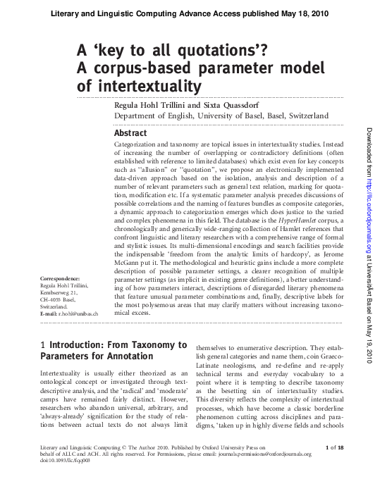 (PDF) A 'key to all quotations'? A corpusbased parameter model of