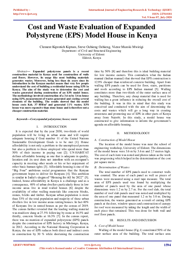 (PDF) Cost and Waste Evaluation of Expanded Polystyrene (EPS) Model ...