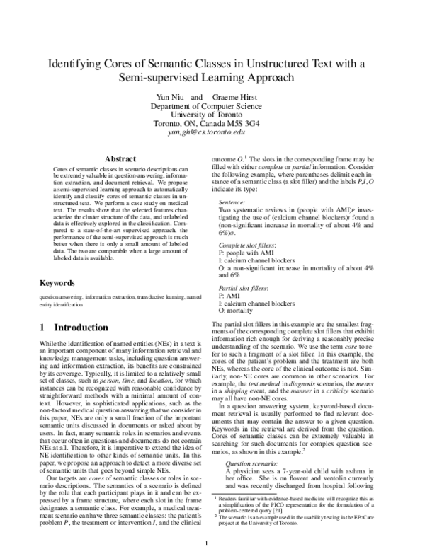 (PDF) Identifying Cores of Semantic Classes in Unstructured Text with a ...