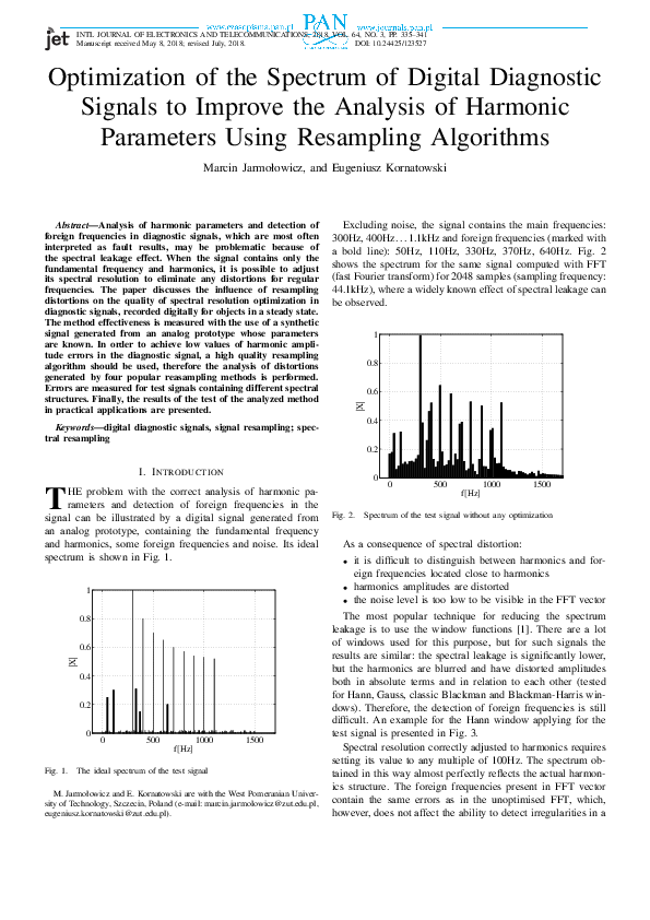 (PDF) Optimization of the Spectrum of Digital Diagnostic Signals to ...