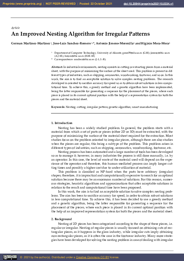 (PDF) An Improved Nesting Algorithm for Irregular Patterns