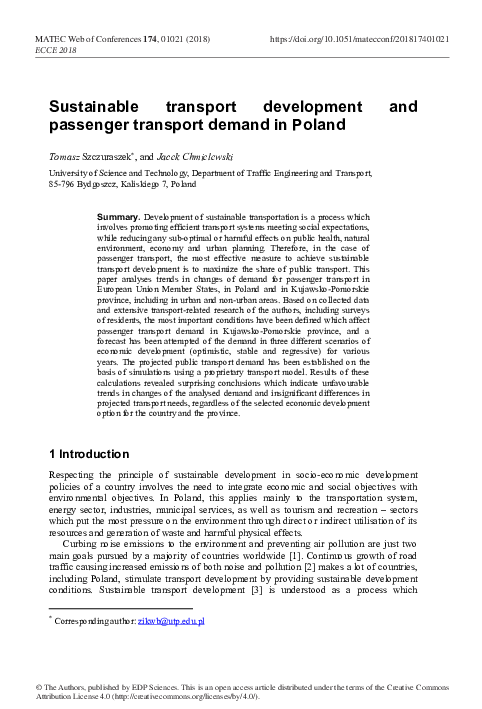 (PDF) Sustainable transport development and passenger transport demand ...