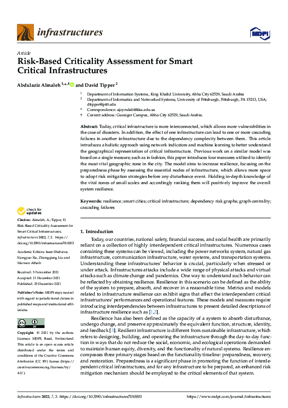 (PDF) Risk-Based Criticality Assessment for Smart Critical Infrastructures