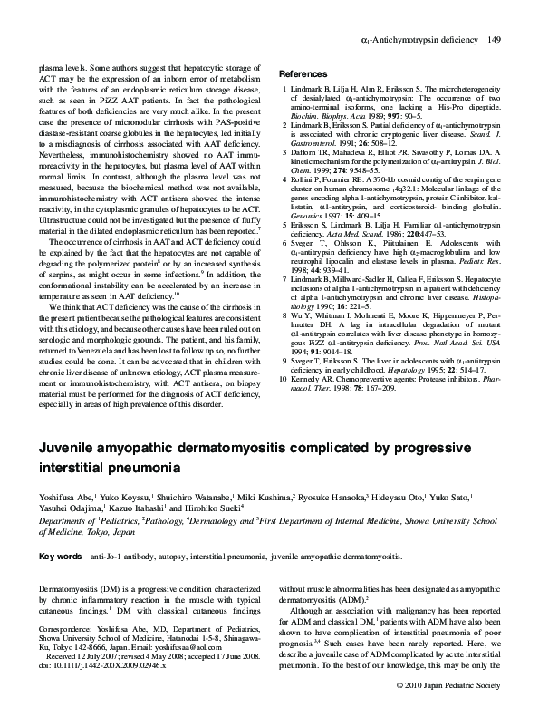 (PDF) Juvenile amyopathic dermatomyositis complicated by progressive ...