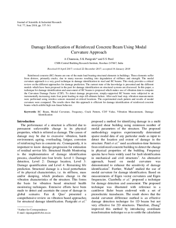 (PDF) Damage Identification of Reinforced Concrete Beam Using Modal ...